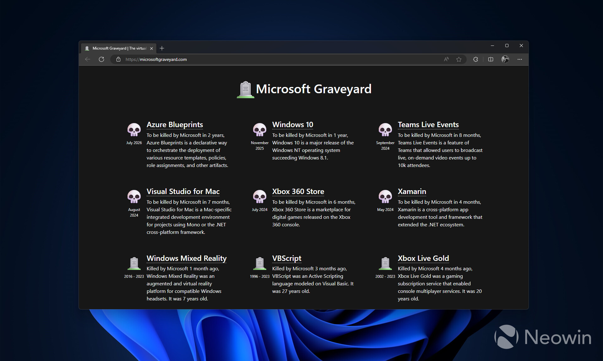 Microsoft Graveyard: a new website for tracking dead and soon-to-be-dead Microsoft products