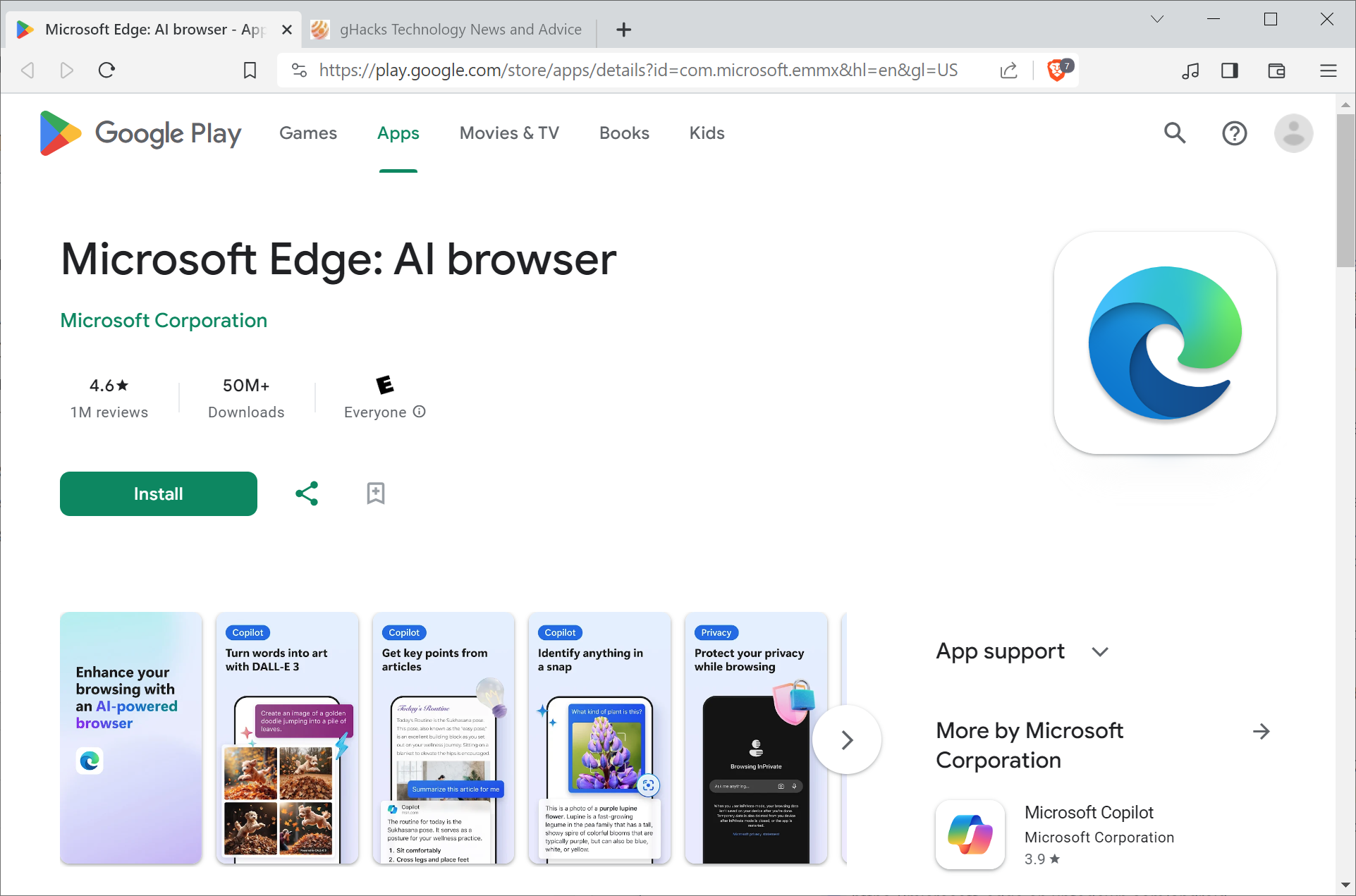 Microsoft Edge changes name on Android and iOS to AI Browser