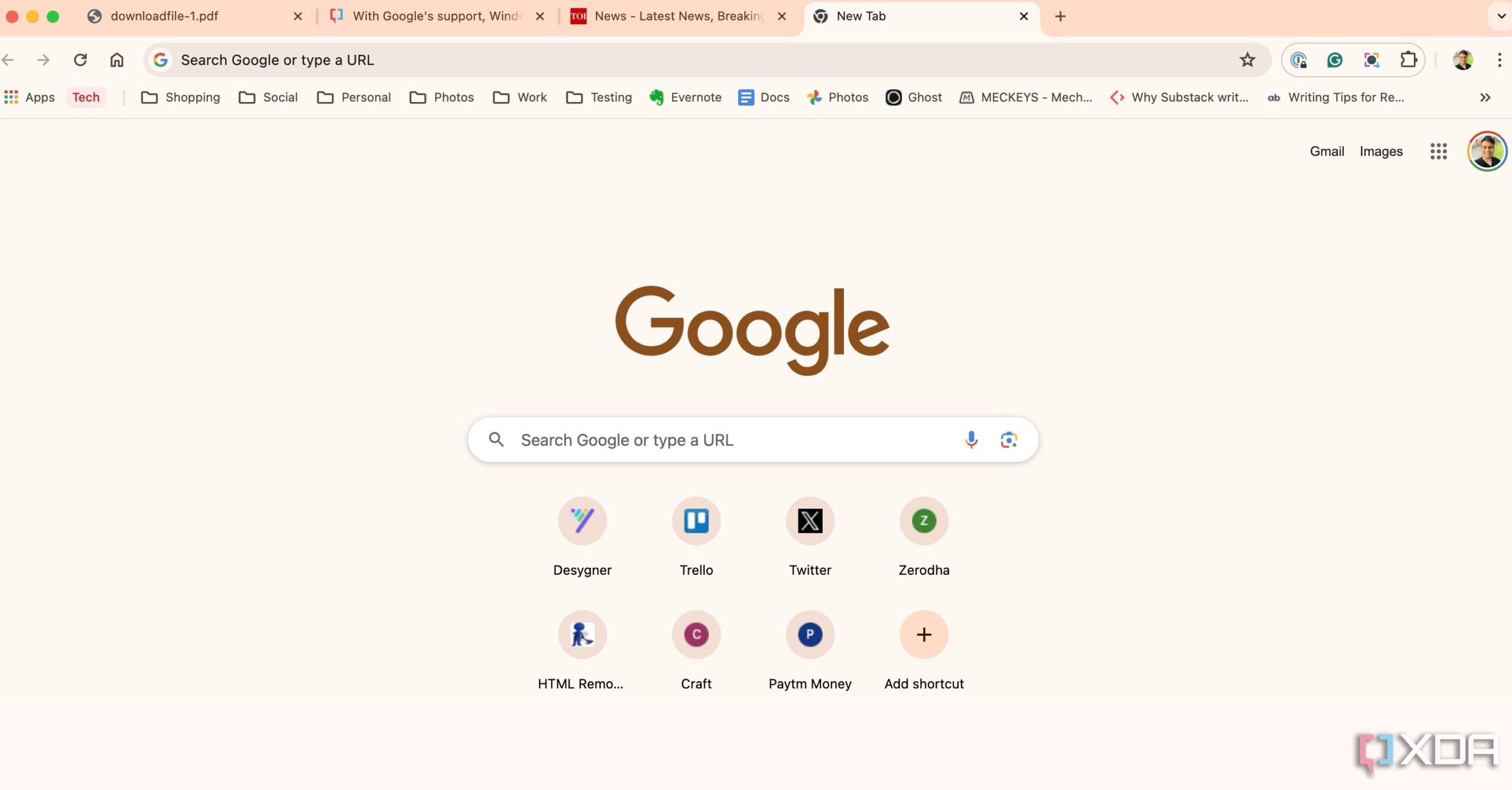 Google Chrome homepage