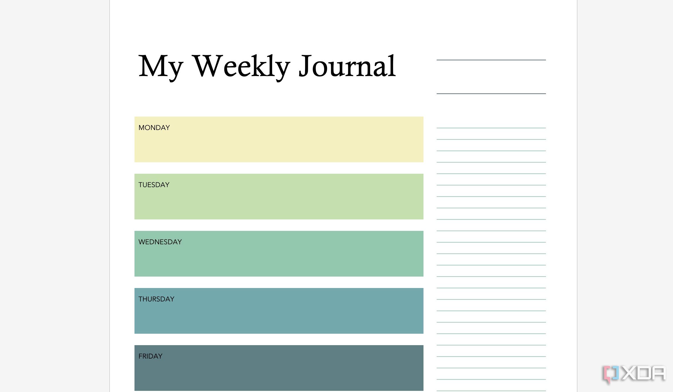 Create a digital journal in Word