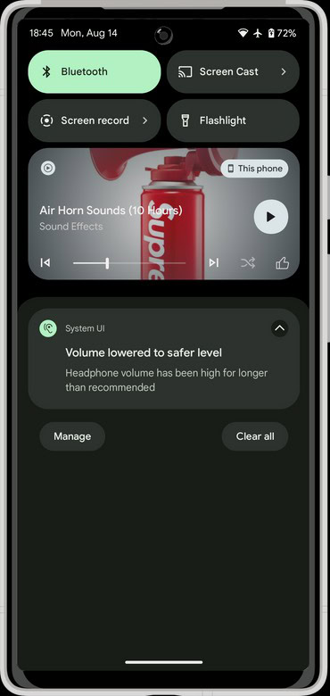 Android 14 Headphone loud sound alerts 1