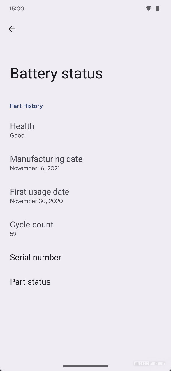 5 device diagnostics battery status