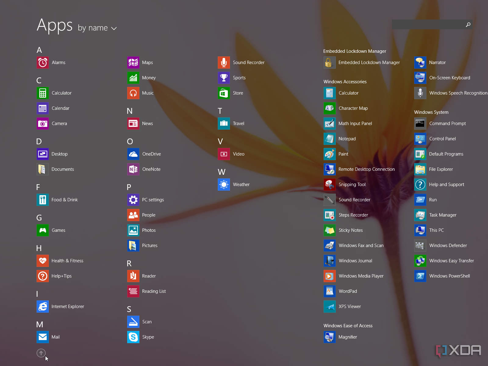 Windows 8.1 Start menu all apps list