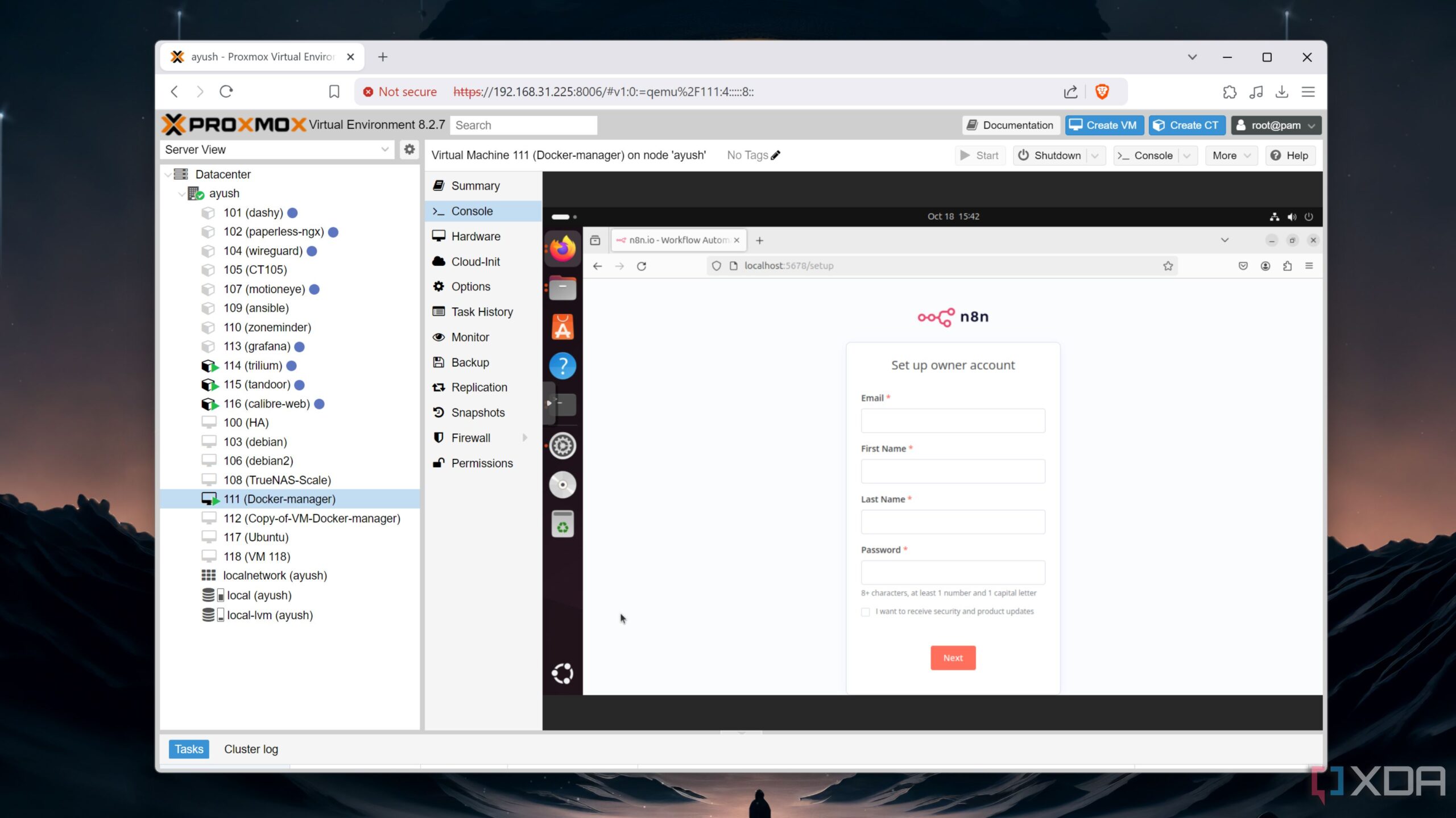 Running n8n on Proxmox