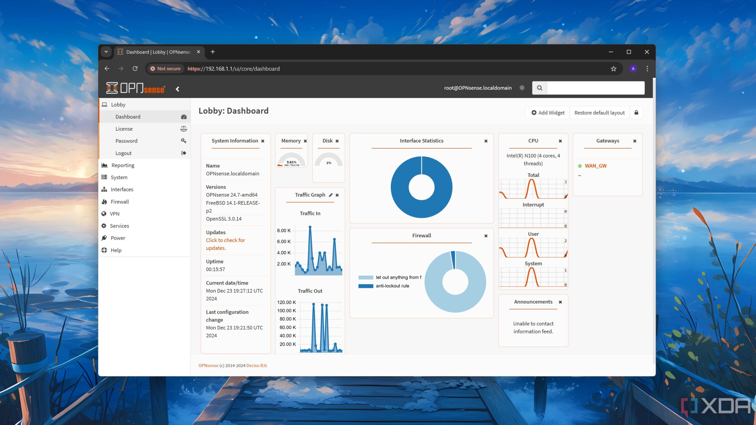 The OPNsense Dashboard