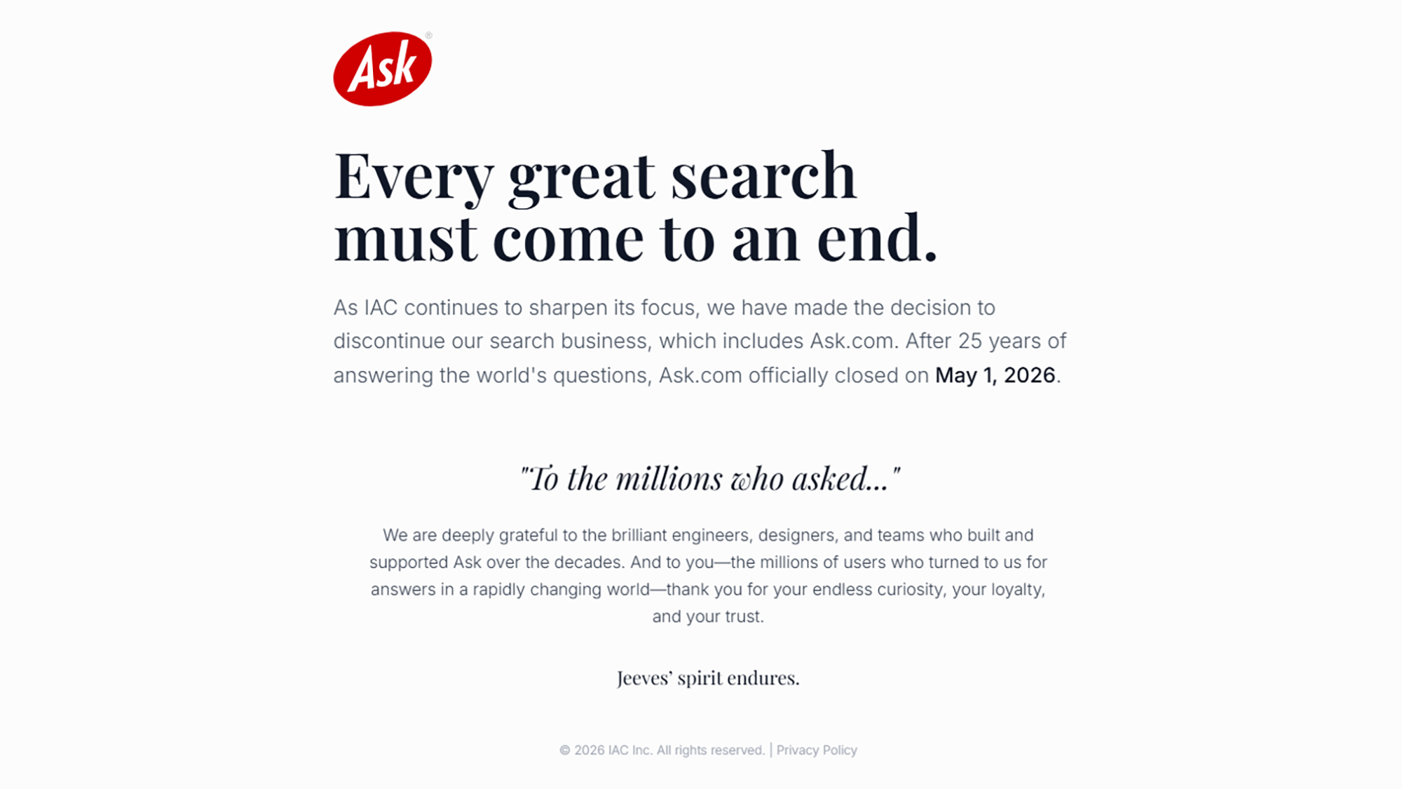 Ask Jeeves / Ask.com search engine
